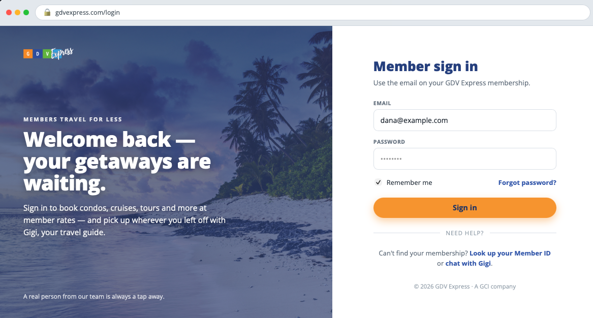 Sign in at gdvexpress.com